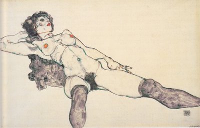 Desnudo femenino acostado con piernas abiertas de Egon Schiele